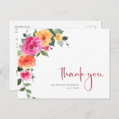 Waterverf Meadow Bright Pink Flower Bedankt Briefkaart (Voorkant / Achterkant)