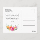 Waterverf Meadow Bright Pink Flower Bedankt Briefkaart (Achterkant)