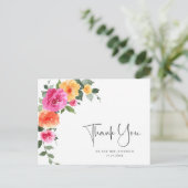 Waterverf Meadow Bright Pink Flower Bedankt Briefkaart (Staand voorkant)