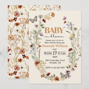 Waterverf Meadow Flowers Baby shower Uitnodiging