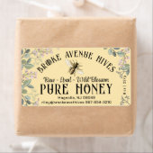 Waterverf Meadow Flowers en Honeybee Honey Label (Insitu)