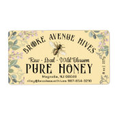 Waterverf Meadow Flowers en Honeybee Honey Label (Voorkant)
