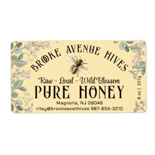 Waterverf Meadow Flowers en Honeybee Honey Label