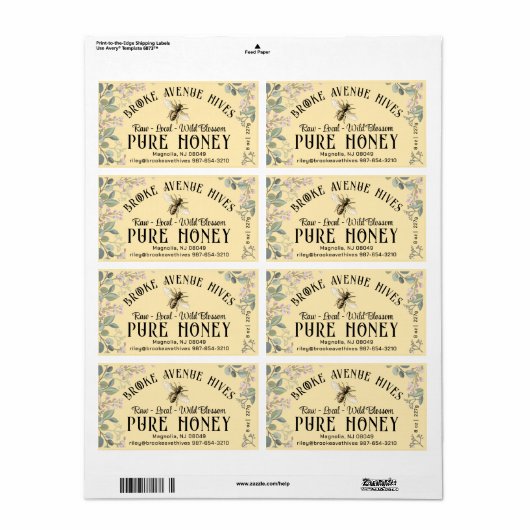 Waterverf Meadow Flowers en Honeybee Honey Label (Full Sheet)