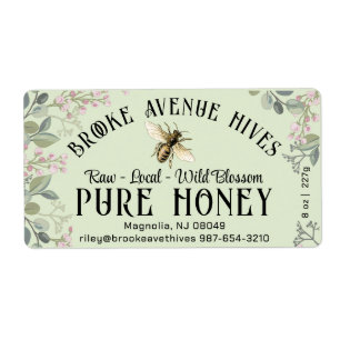 Waterverf Meadow Flowers en Honeybee Honey Label