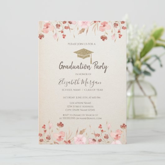 Waterverf Meadow Glitter Pet Afstuderen Kaart (Staand voorkant)