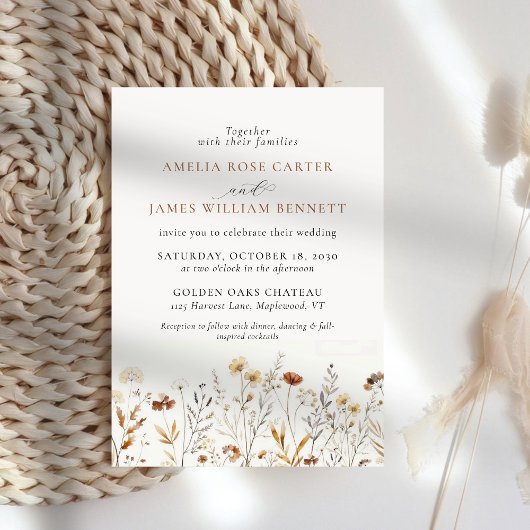 Waterverf Meadow Herfst Herfst Wildflower Wedding Kaart