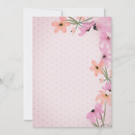 Waterverf Meadow Pink Boho Flowers Kaart (Achterkant)