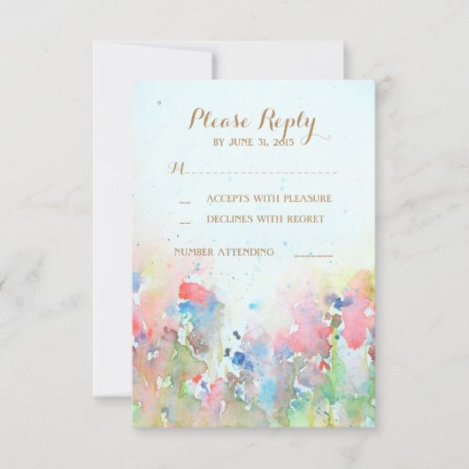Waterverf Meadow Wedding RSVP Kaarten Kaartje (Voorkant)