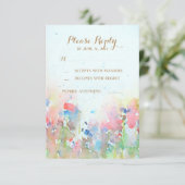 Waterverf Meadow Wedding RSVP Kaarten Kaartje (Staand voorkant)