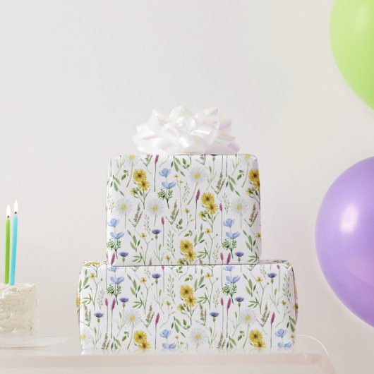 Waterverf Meadow Wild Floral Pattern Cadeaupapier (Feestgeschenken)