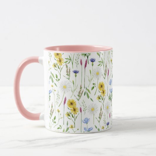 Waterverf Meadow Wild Floral Pattern Mok (Links)