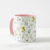 Waterverf Meadow Wild Floral Pattern Mok (Voorkant links)