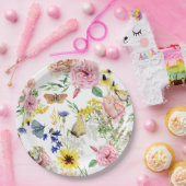 Waterverf Meadow Wild Floral Pattern Papieren Bordje (Feest)