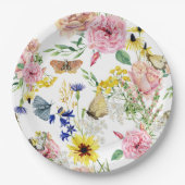 Waterverf Meadow Wild Floral Pattern Papieren Bordje (Voorkant)