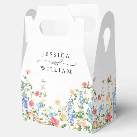Waterverf Meadow Wildflower Bohemian Bruiloft Bedankdoosjes (Geopend)