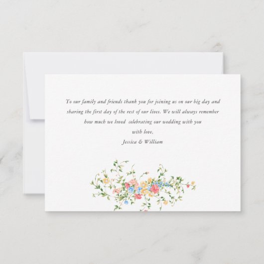 Waterverf Meadow Wildflower Bohemian Bruiloft Bedankkaart (Achterkant)