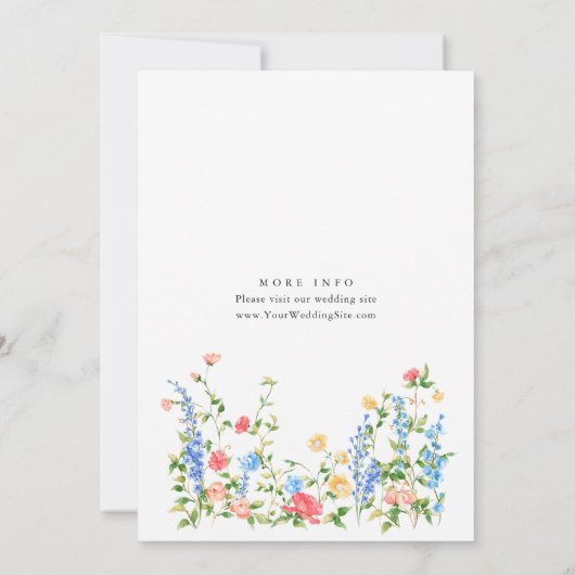Waterverf Meadow Wildflower Bohemian Bruiloft Kaart (Achterkant)