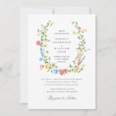 Waterverf Meadow Wildflower Bohemian Bruiloft Kaart (Voorkant)