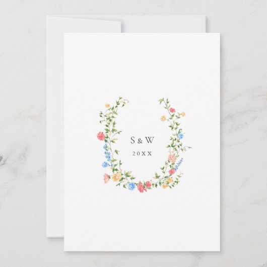 Waterverf Meadow Wildflower Bohemian Bruiloft Kaart (Achterkant)