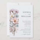 Waterverf Meadow Wildflower Bohemian Bruiloft Kaart (Voorkant)