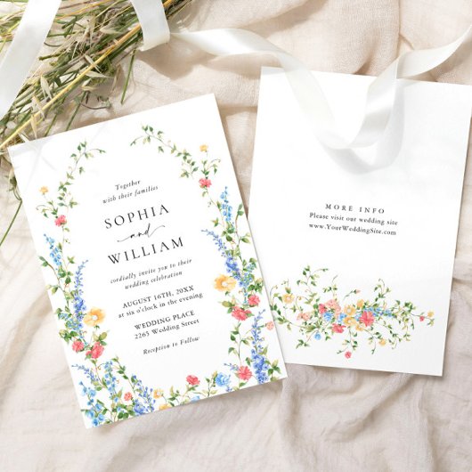 Waterverf Meadow Wildflower Bohemian Bruiloft Kaart