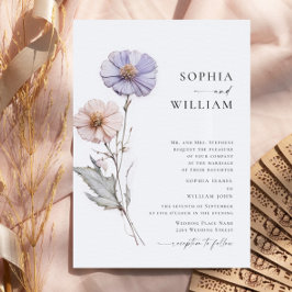 Waterverf Meadow Wildflower Bohemian Bruiloft Kaart