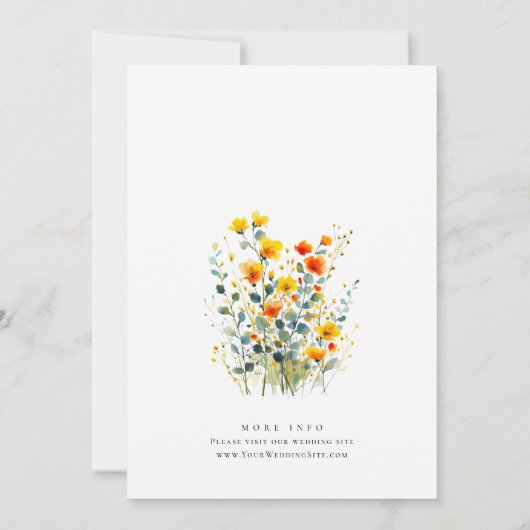 Waterverf Meadow Wildflower Bohemian Bruiloft Kaart (Achterkant)