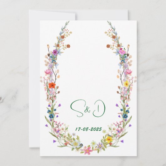 Waterverf Meadow Wildflower Bohemian Bruiloft Kaart (Achterkant)