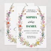 Waterverf Meadow Wildflower Bohemian Bruiloft Kaart (Voorkant / Achterkant)