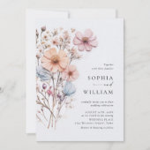 Waterverf Meadow Wildflower Bohemian Bruiloft Kaart (Voorkant)