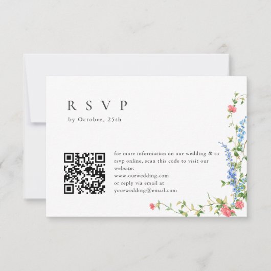 Waterverf Meadow Wildflower Bohemian Bruiloft RSVP (Voorkant)