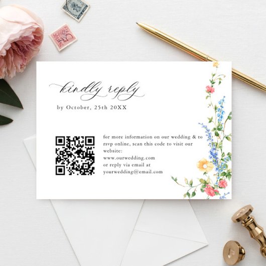 Waterverf Meadow Wildflower Bohemian Bruiloft RSVP