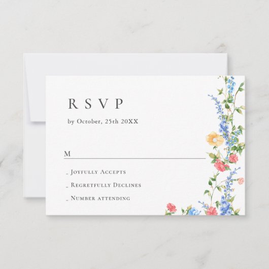 Waterverf Meadow Wildflower Bohemian Bruiloft RSVP Kaartje (Voorkant)