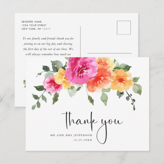 Waterverf Meadow Wildflower Boho Dank u Briefkaart (Voorkant / Achterkant)