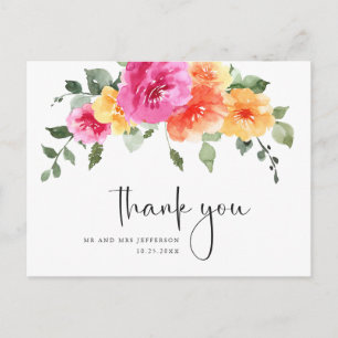 Waterverf Meadow Wildflower Boho Dank u Briefkaart