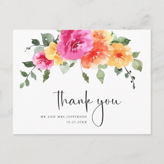 Waterverf Meadow Wildflower Boho Dank u Briefkaart (Voorkant)