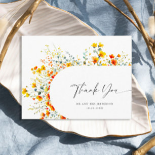 Waterverf Meadow Wildflower Boho Dank u Briefkaart