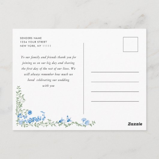 Waterverf Meadow Wildflower Boho Dank u Briefkaart (Achterkant)