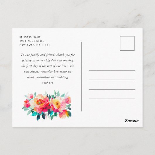 Waterverf Meadow Wildflower Boho Dank u Briefkaart (Achterkant)