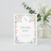 Waterverf Meadow Wildflower Boho Dank u Briefkaart (Staand voorkant)