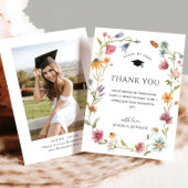 Waterverf Meadow Wildflower Boho FOTO Afstuderen Bedankkaart