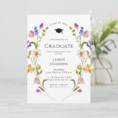 Waterverf Meadow Wildflower Boho Graduation Party Kaart (Staand voorkant)