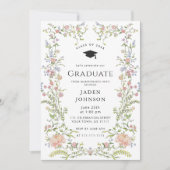 Waterverf Meadow Wildflower Boho Graduation Party Kaart (Voorkant)