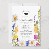 Waterverf Meadow Wildflower Boho Graduation Party Kaart (Voorkant)