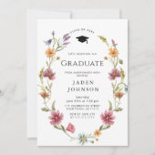 Waterverf Meadow Wildflower Boho Graduation Party Kaart (Voorkant)