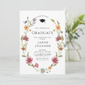 Waterverf Meadow Wildflower Boho Graduation Party Kaart (Staand voorkant)