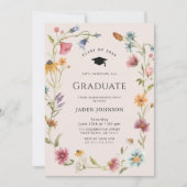 Waterverf Meadow Wildflower Boho Graduation Party Kaart (Voorkant)