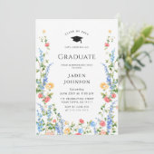 Waterverf Meadow Wildflower Boho Graduation Party Kaart (Staand voorkant)