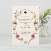 Waterverf Meadow Wildflower Boho Graduation Party Kaart (Staand voorkant)